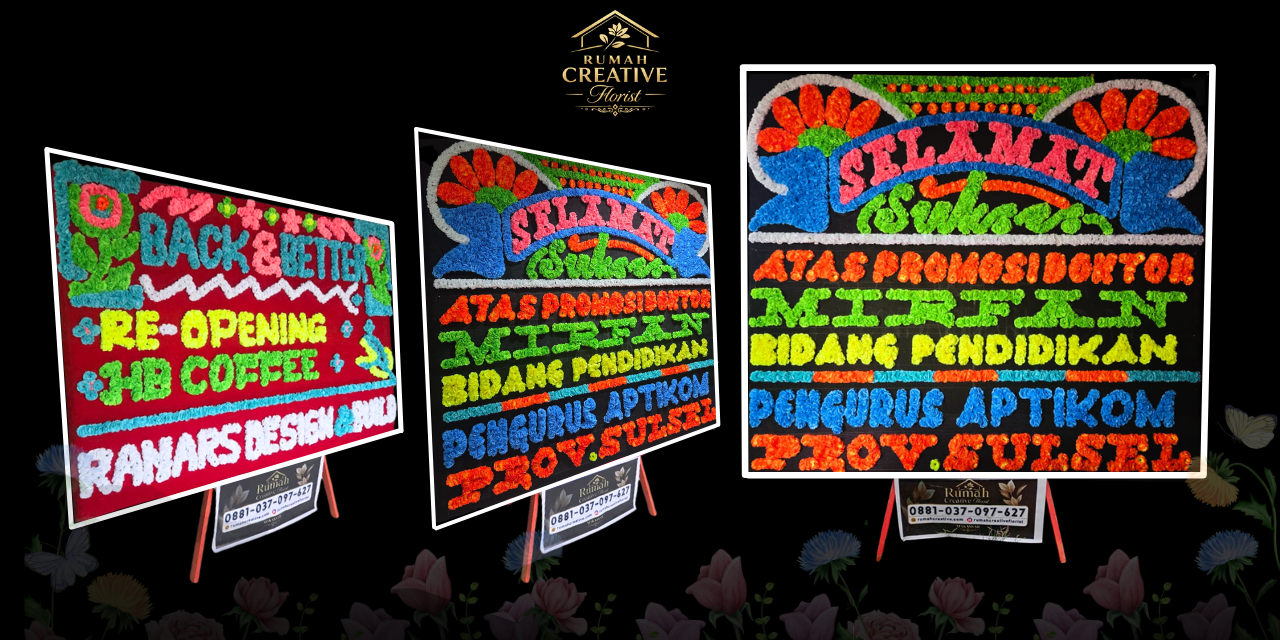 Papan bunga selamat sukses Rumah Creative Florist